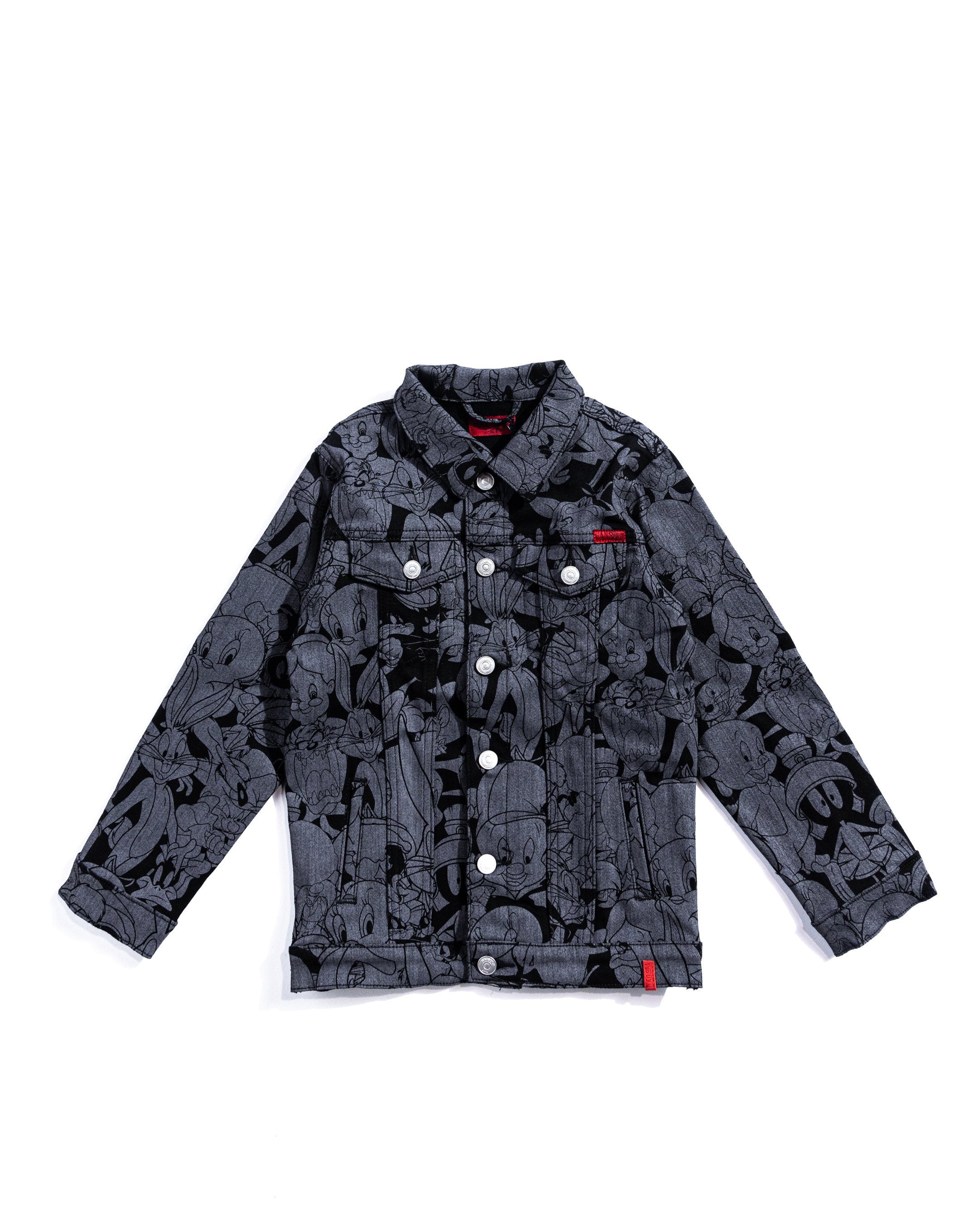 Looney Allover Denim Jacket (Black) Outerwear Haus of JR