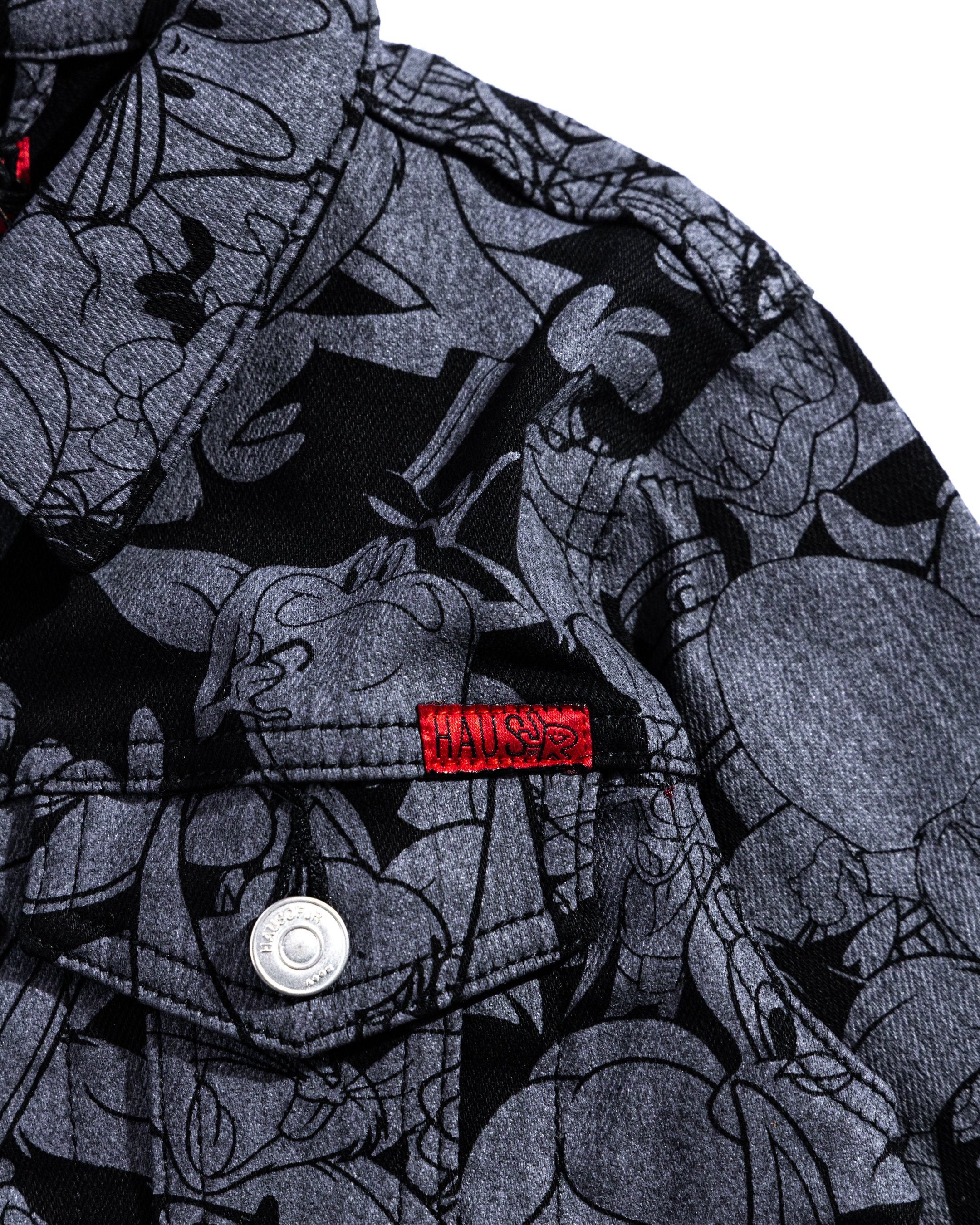 Looney Allover Denim Jacket (Black) Outerwear Haus of JR