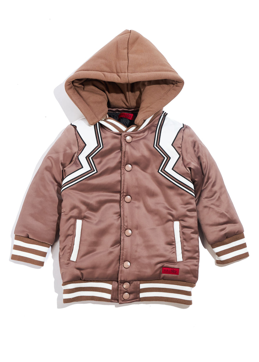Hooded Varsity Jacket (Brown)