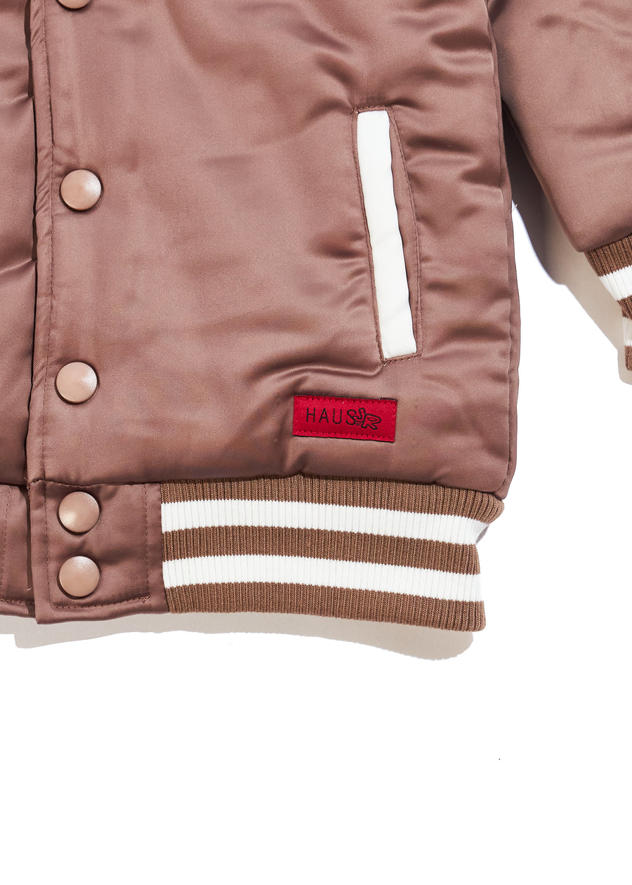 Hooded Varsity Jacket (Brown)