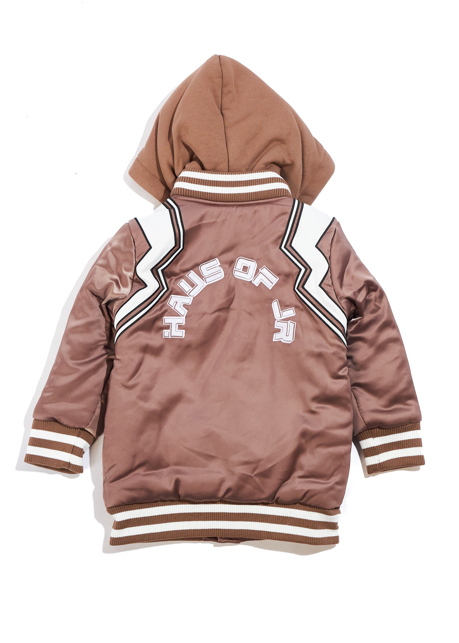 Hooded Varsity Jacket (Brown)
