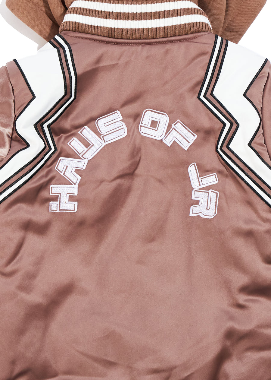 Hooded Varsity Jacket (Brown)
