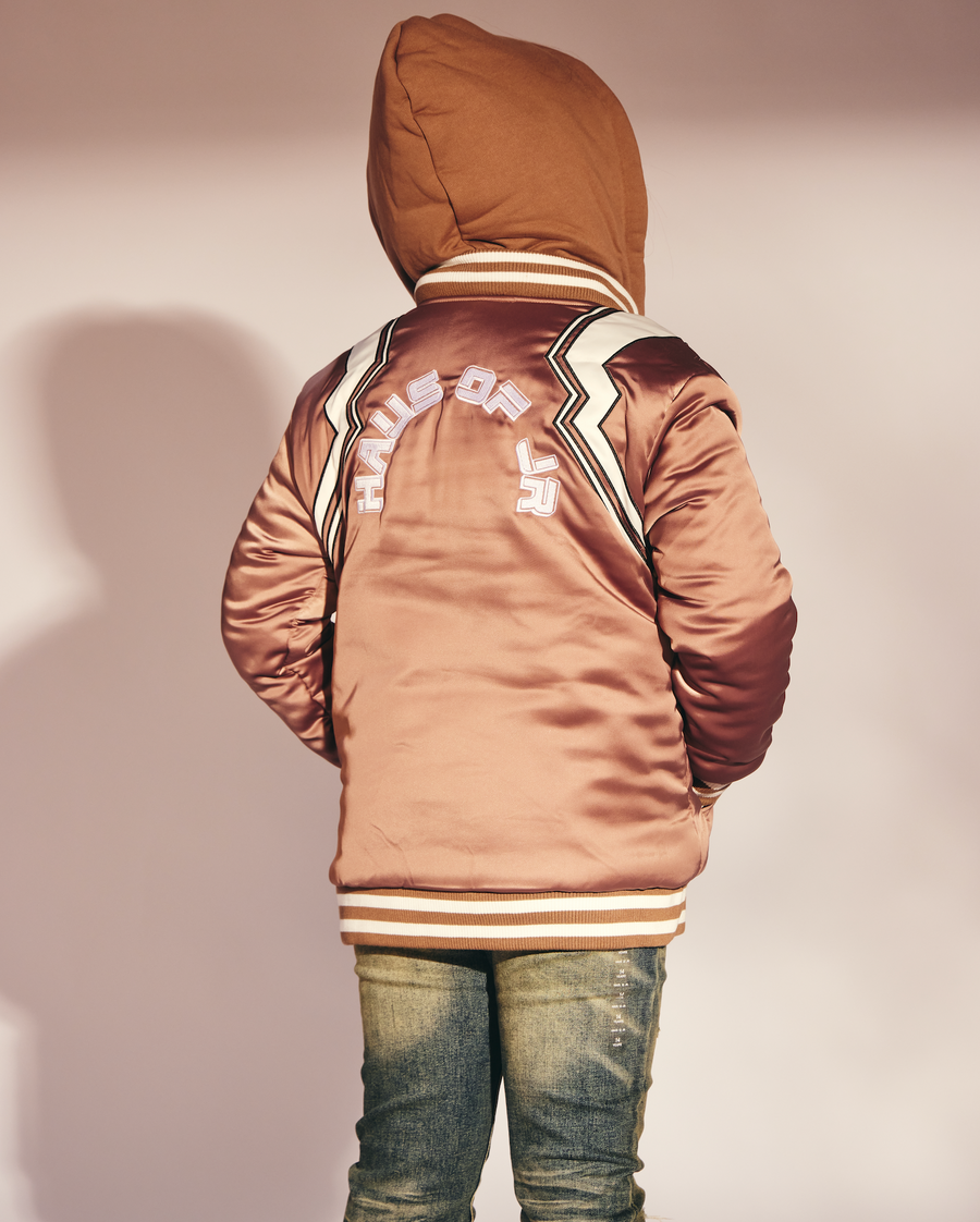 Hooded Varsity Jacket (Brown)