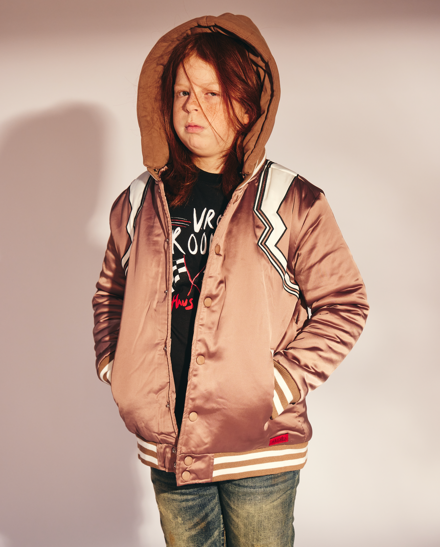 Hooded Varsity Jacket (Brown)