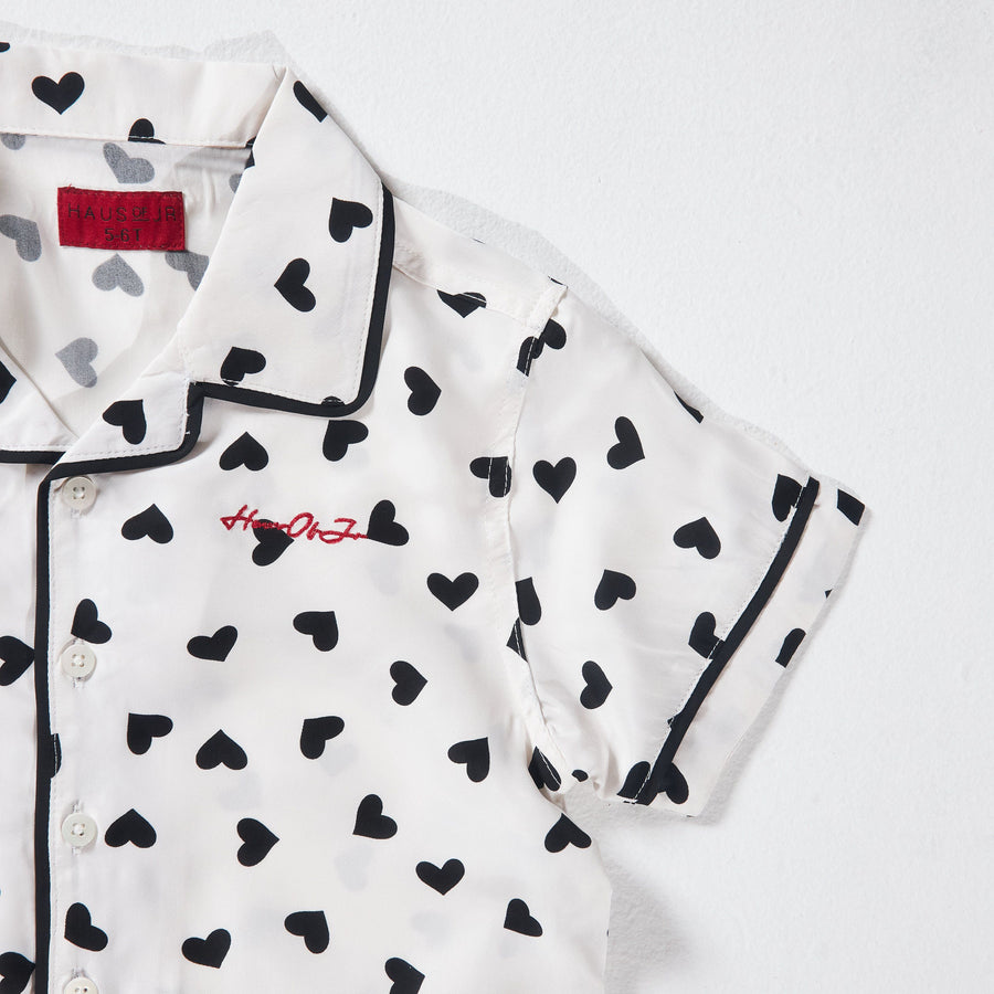 Heart Champs Button-Up (White/Black) - Haus of JR