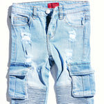 Tracy Cargo Denim (Blue) Bottoms Haus of JR 
