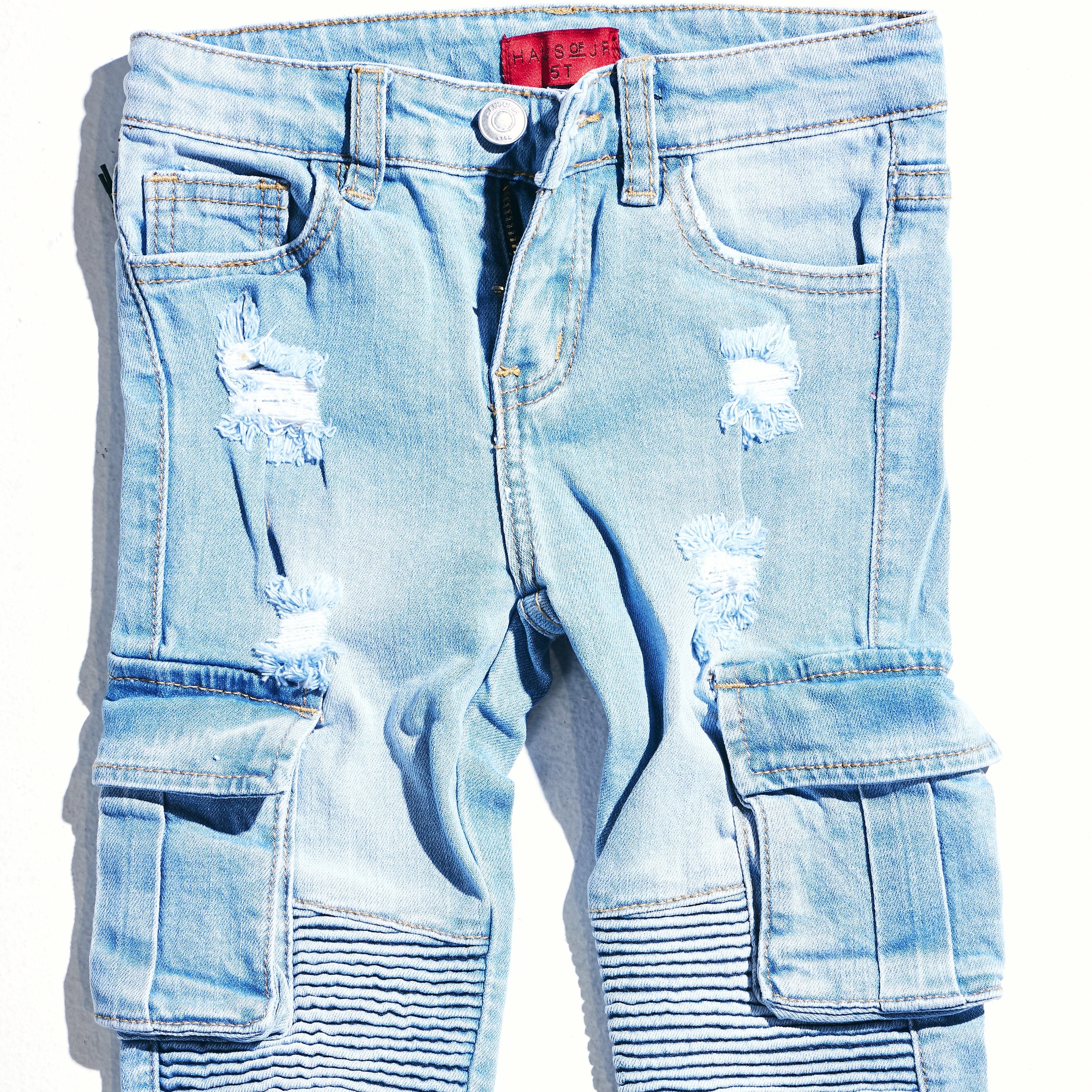 Tracy Cargo Denim (Blue) Bottoms Haus of JR 