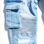 Tracy Cargo Denim (Blue) Bottoms Haus of JR 