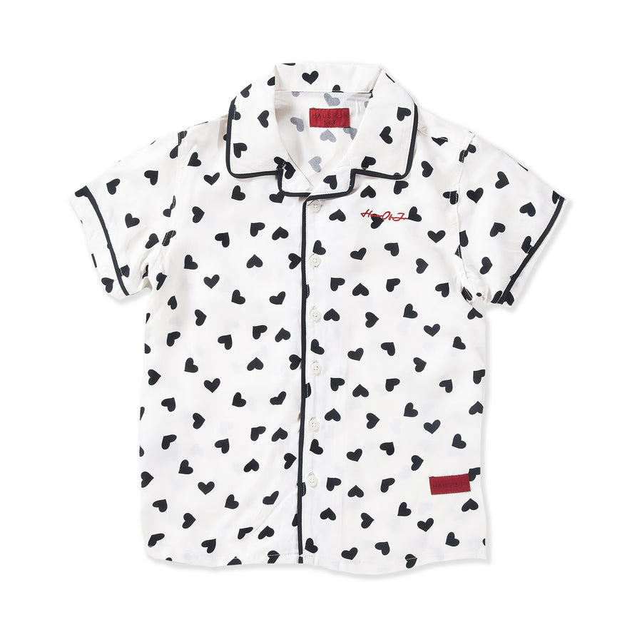 Heart Champs Button-Up (White/Black) - Haus of JR