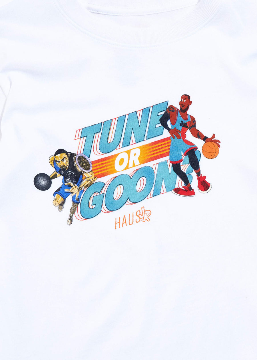 Tune or Goon Tee (White) Tops Haus of JR 
