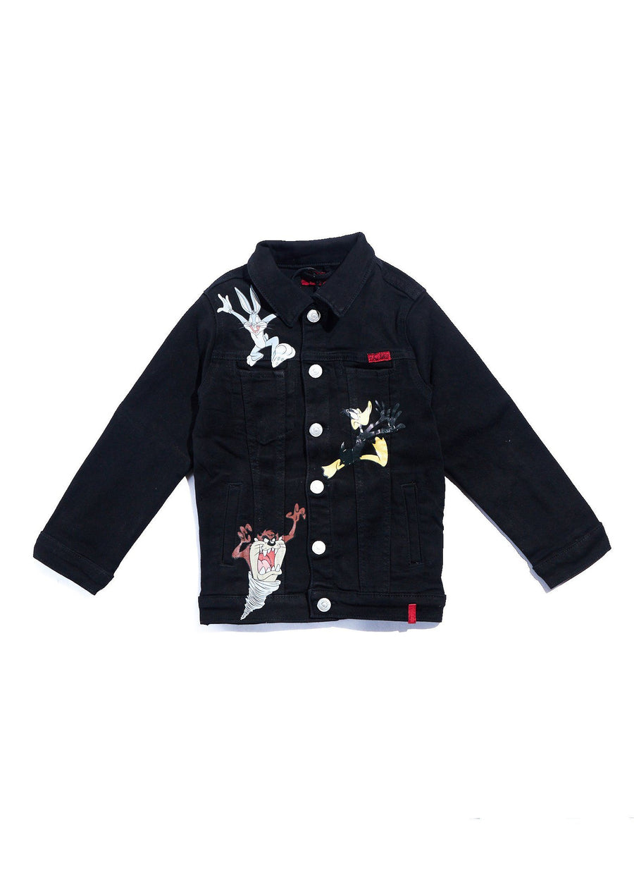 Looney Fam Denim Jacket (Black) Outerwear Haus of JR 