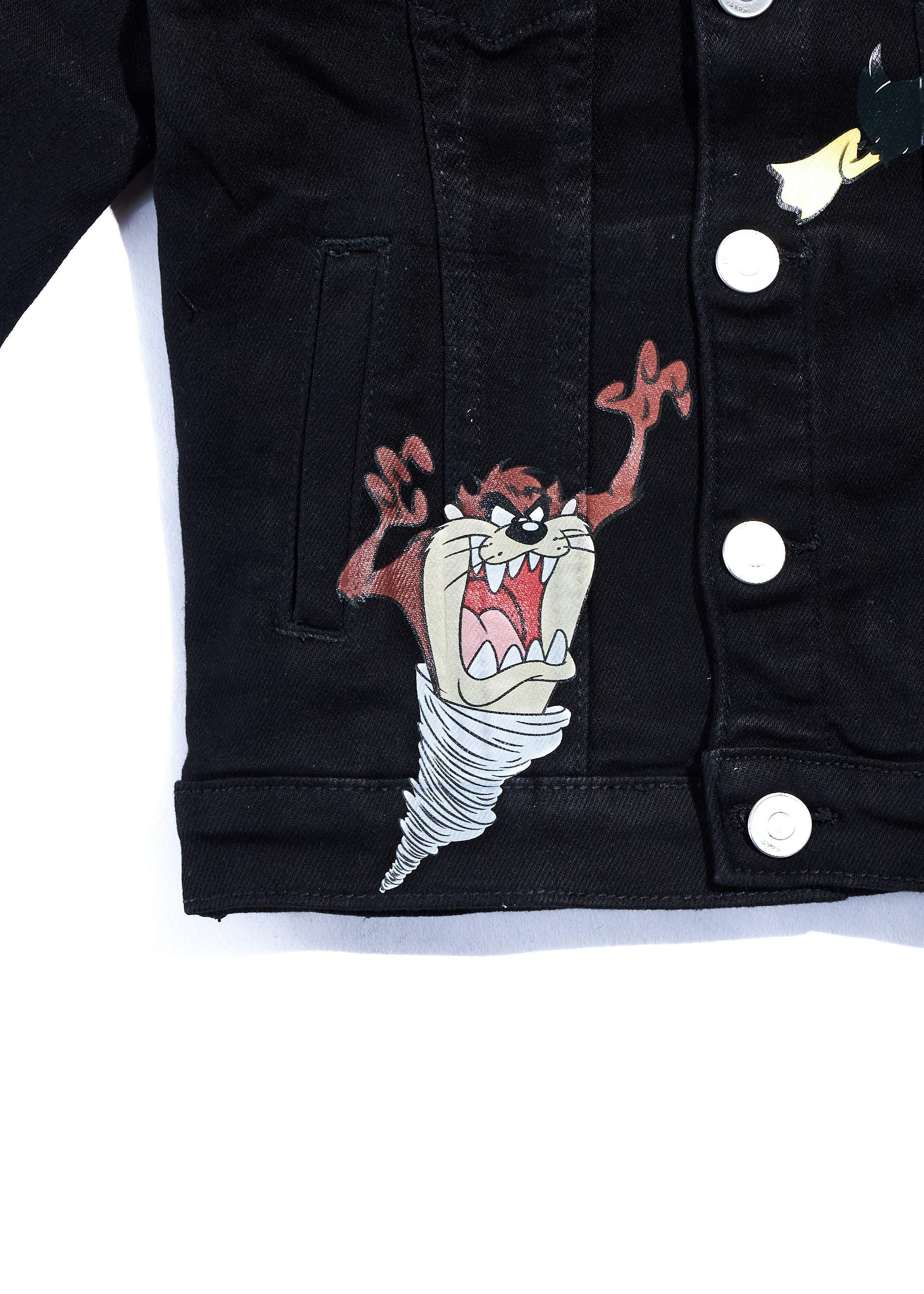 Looney Fam Denim Jacket (Black) Outerwear Haus of JR 