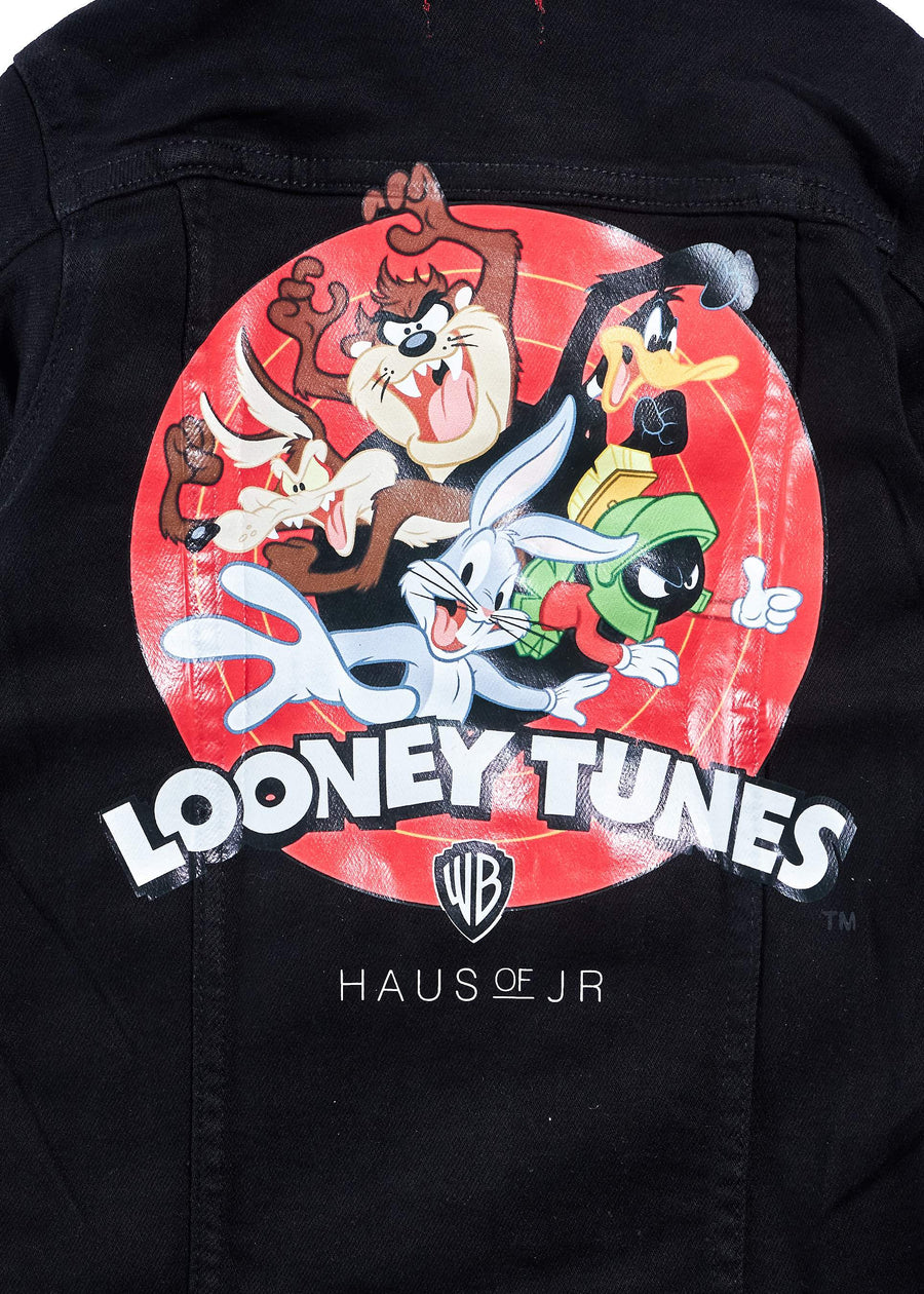 Looney Fam Denim Jacket (Black) Outerwear Haus of JR 