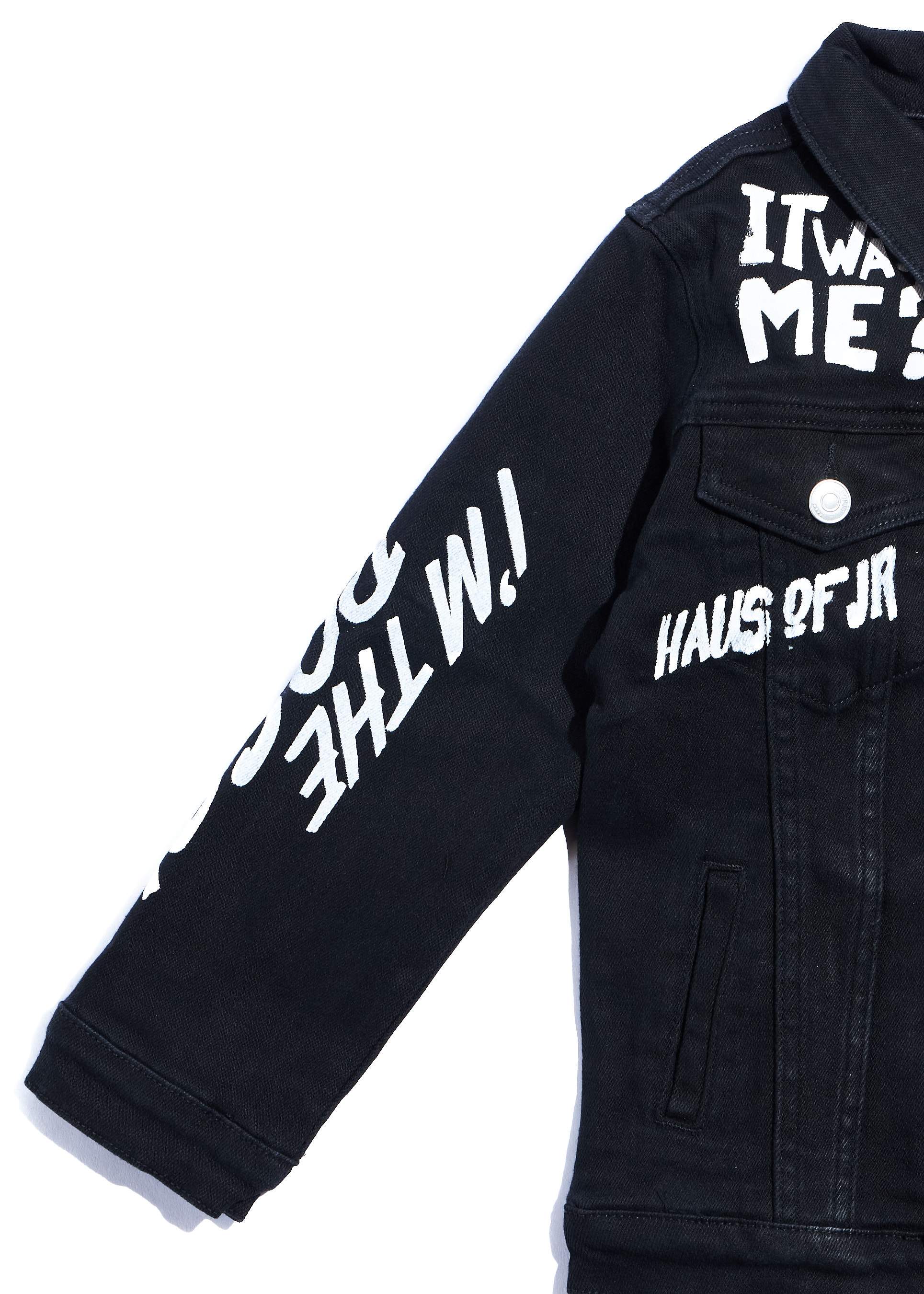 Looney Boss Denim Jacket (Black) Outerwear Haus of JR 