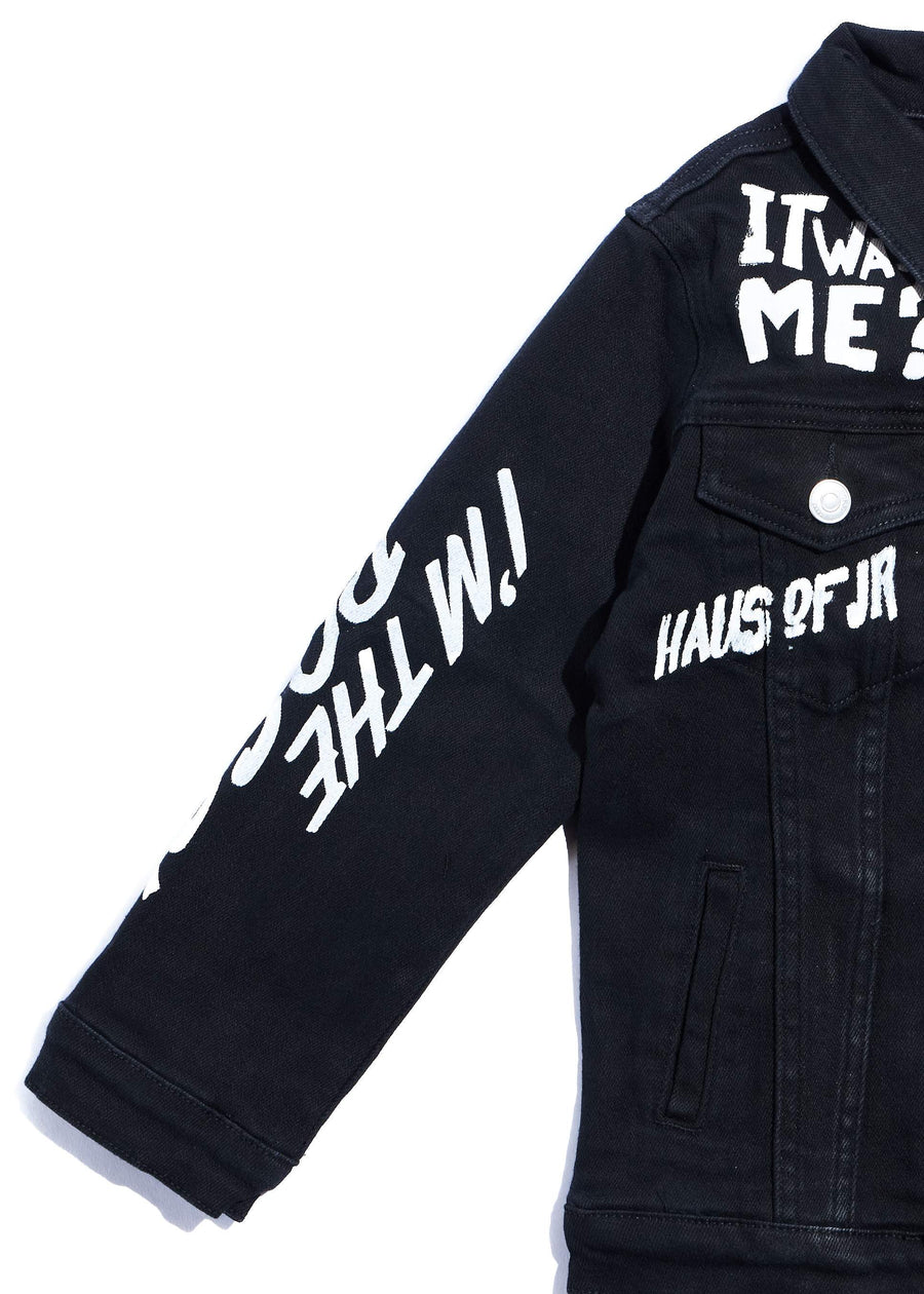 Looney Boss Denim Jacket (Black) Outerwear Haus of JR 