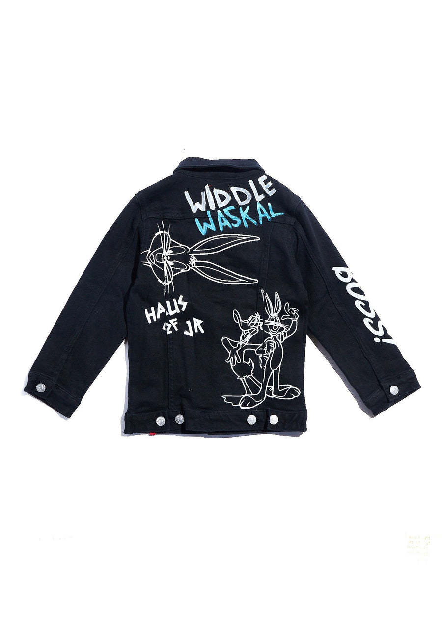 Looney Boss Denim Jacket (Black) Outerwear Haus of JR 