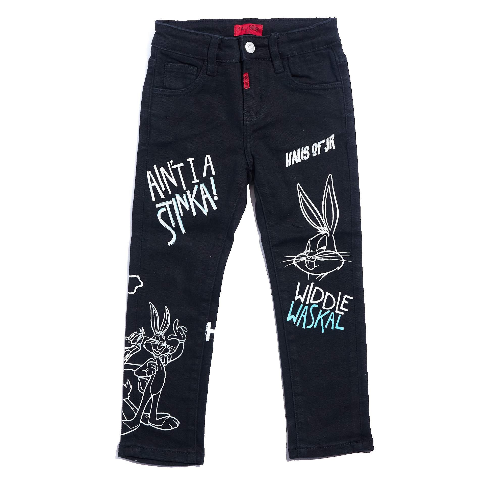 Looney Boss Denim (Black) Bottoms Haus of JR 