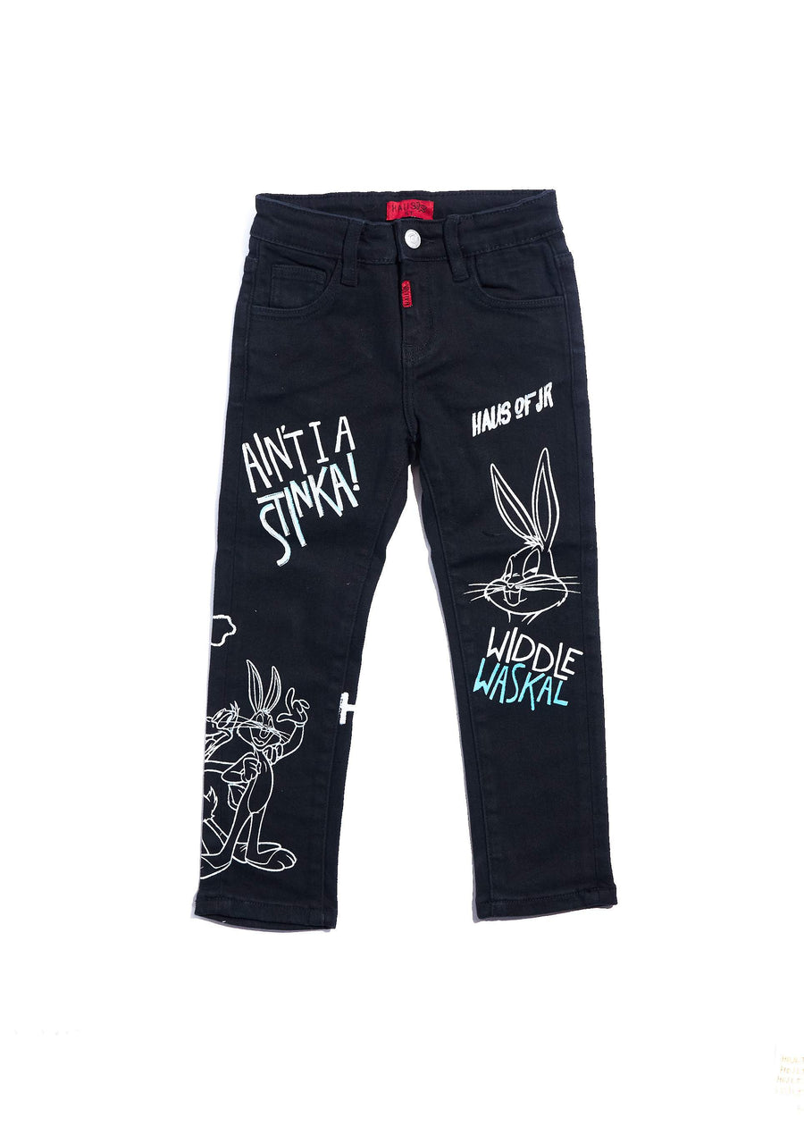 Looney Boss Denim (Black) Bottoms Haus of JR 