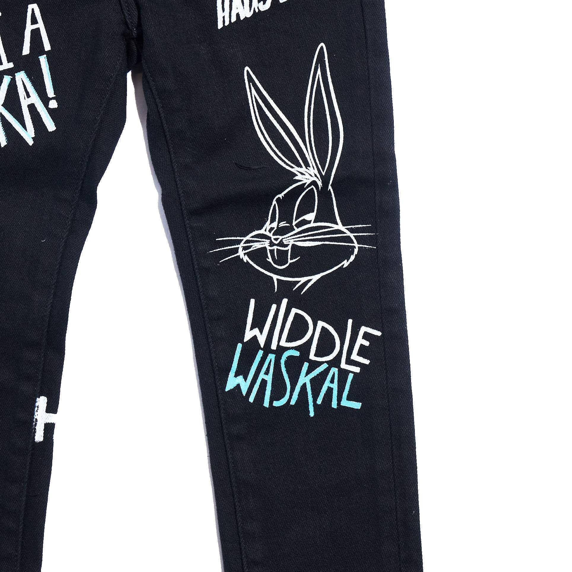 Looney Boss Denim (Black) Bottoms Haus of JR 