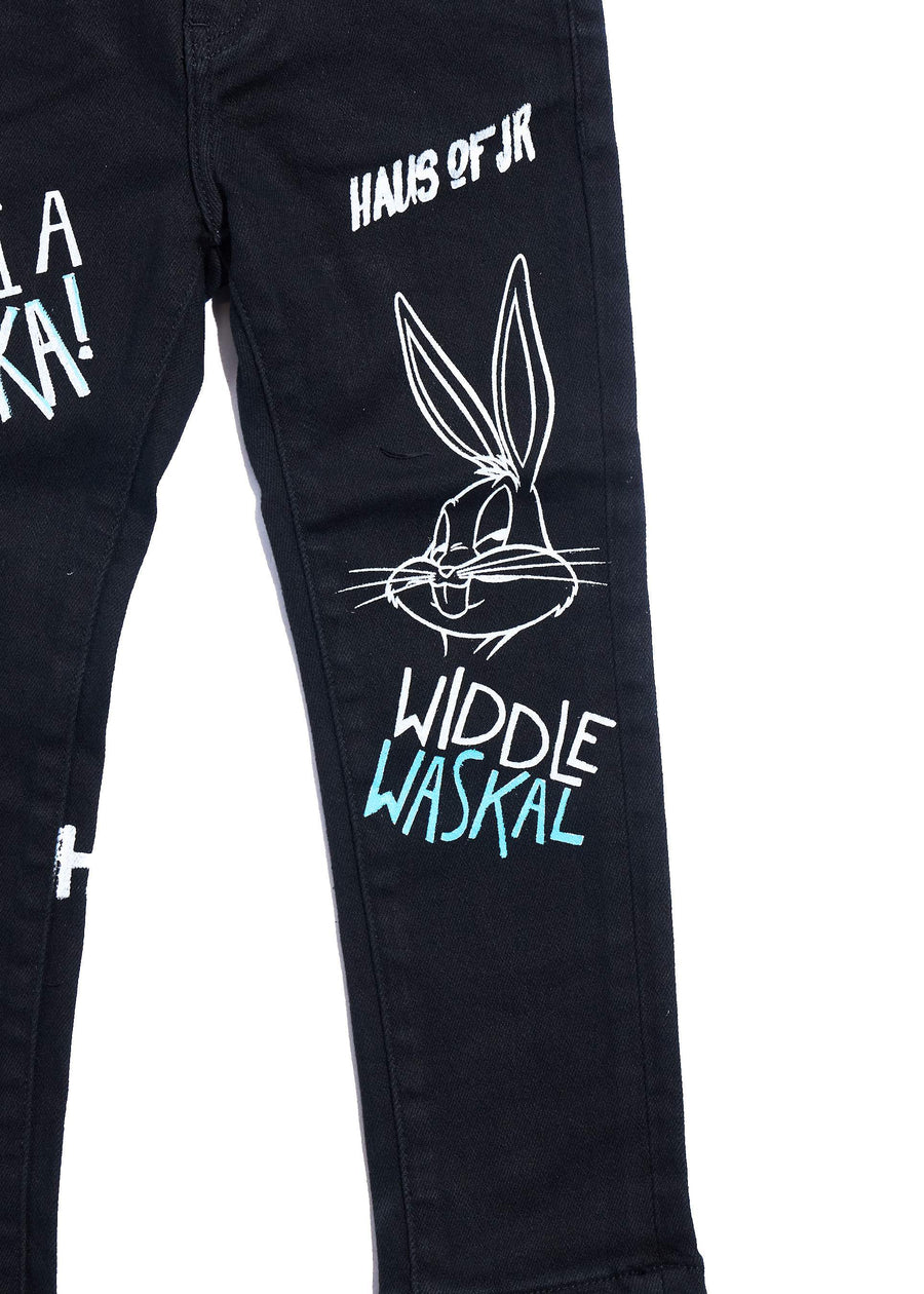 Looney Boss Denim (Black) Bottoms Haus of JR 