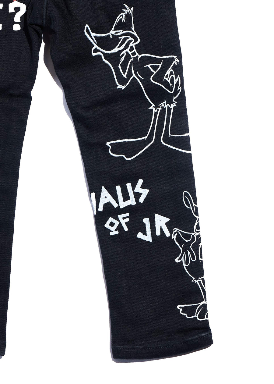 Looney Boss Denim (Black) Bottoms Haus of JR 