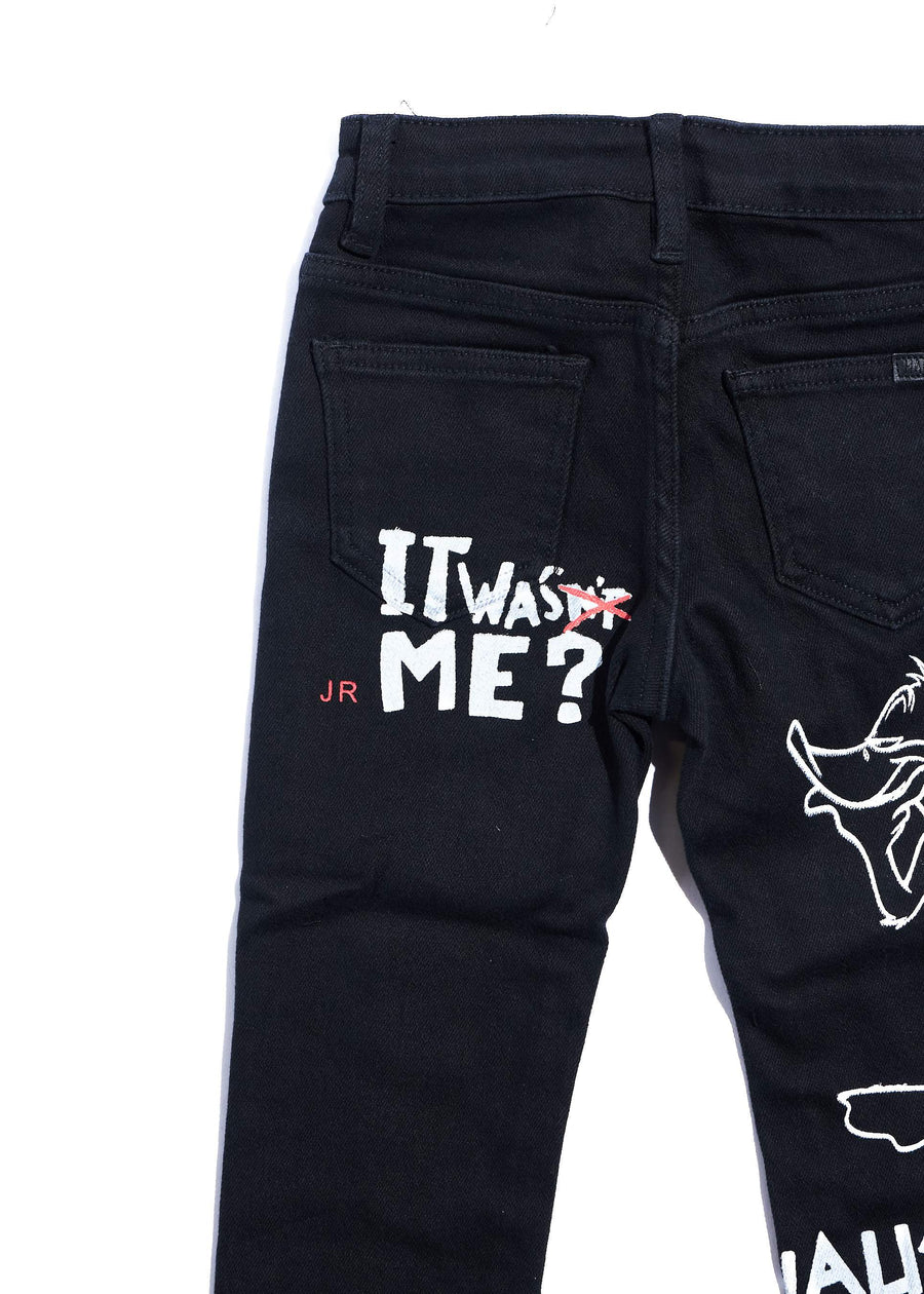 Looney Boss Denim (Black) Bottoms Haus of JR 