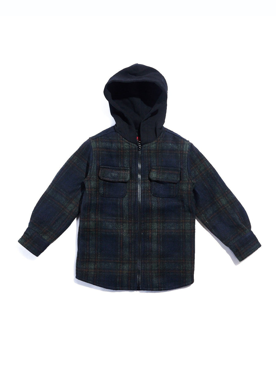 Hooded Flannel (Blue) Tops Haus of JR 