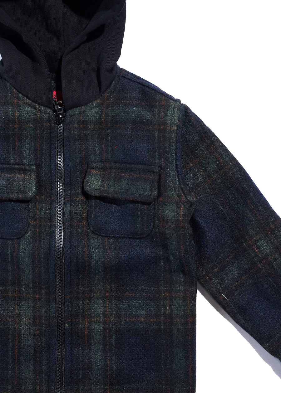 Hooded Flannel (Blue) Tops Haus of JR 