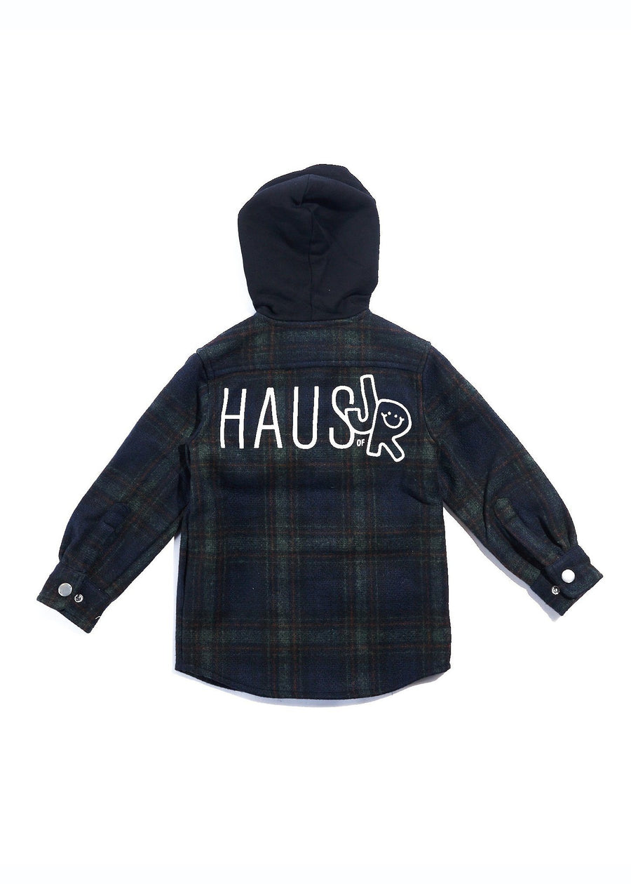 Hooded Flannel (Blue) Tops Haus of JR 