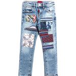 West Denim (Blue Patchwork) Bottoms Haus of JR 