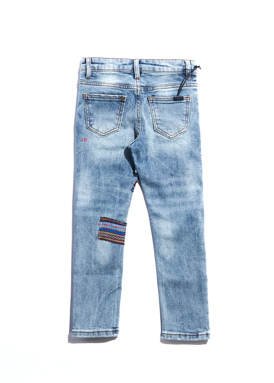 West Denim (Blue Patchwork) Bottoms Haus of JR 