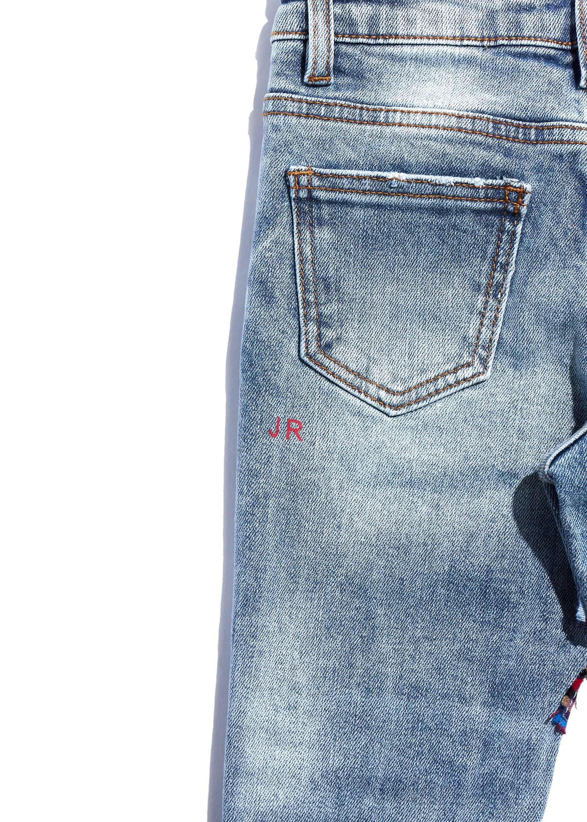West Denim (Blue Patchwork) Bottoms Haus of JR 