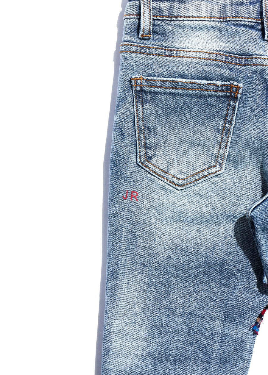 West Denim (Blue Patchwork) Bottoms Haus of JR 