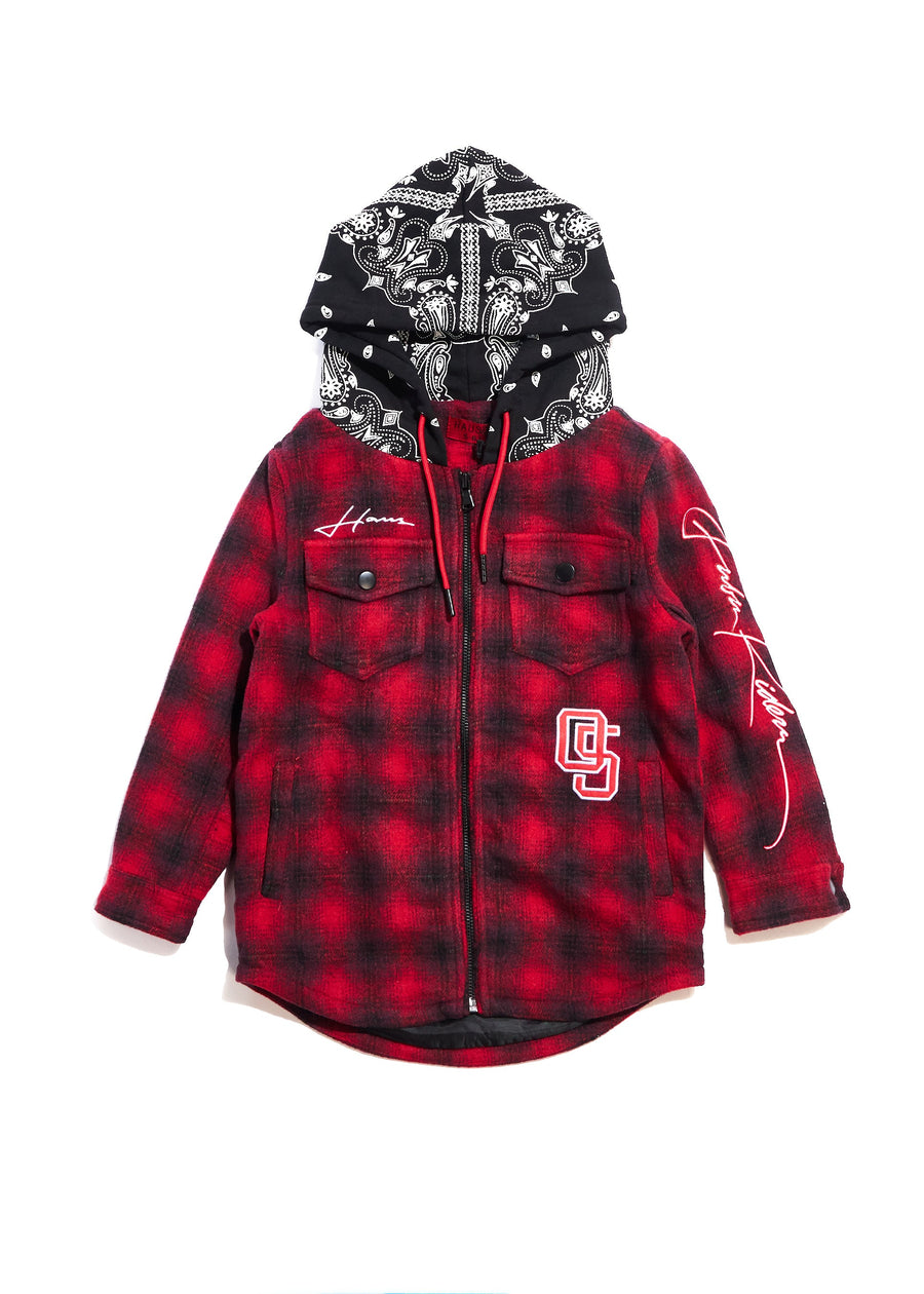 Kumar Hooded Flannel Jacket Top Haus of JR 
