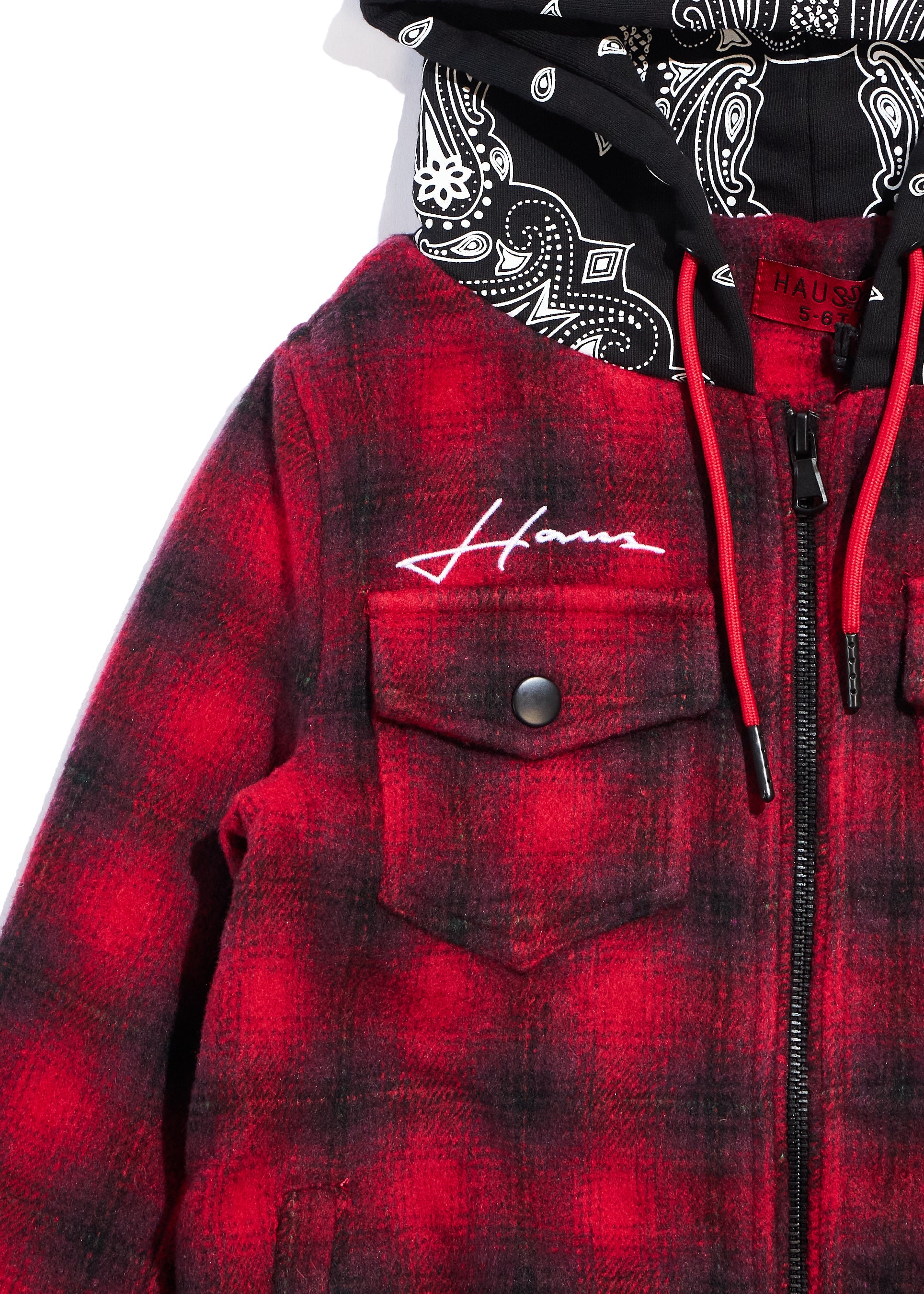 Kumar Hooded Flannel Jacket Top Haus of JR 