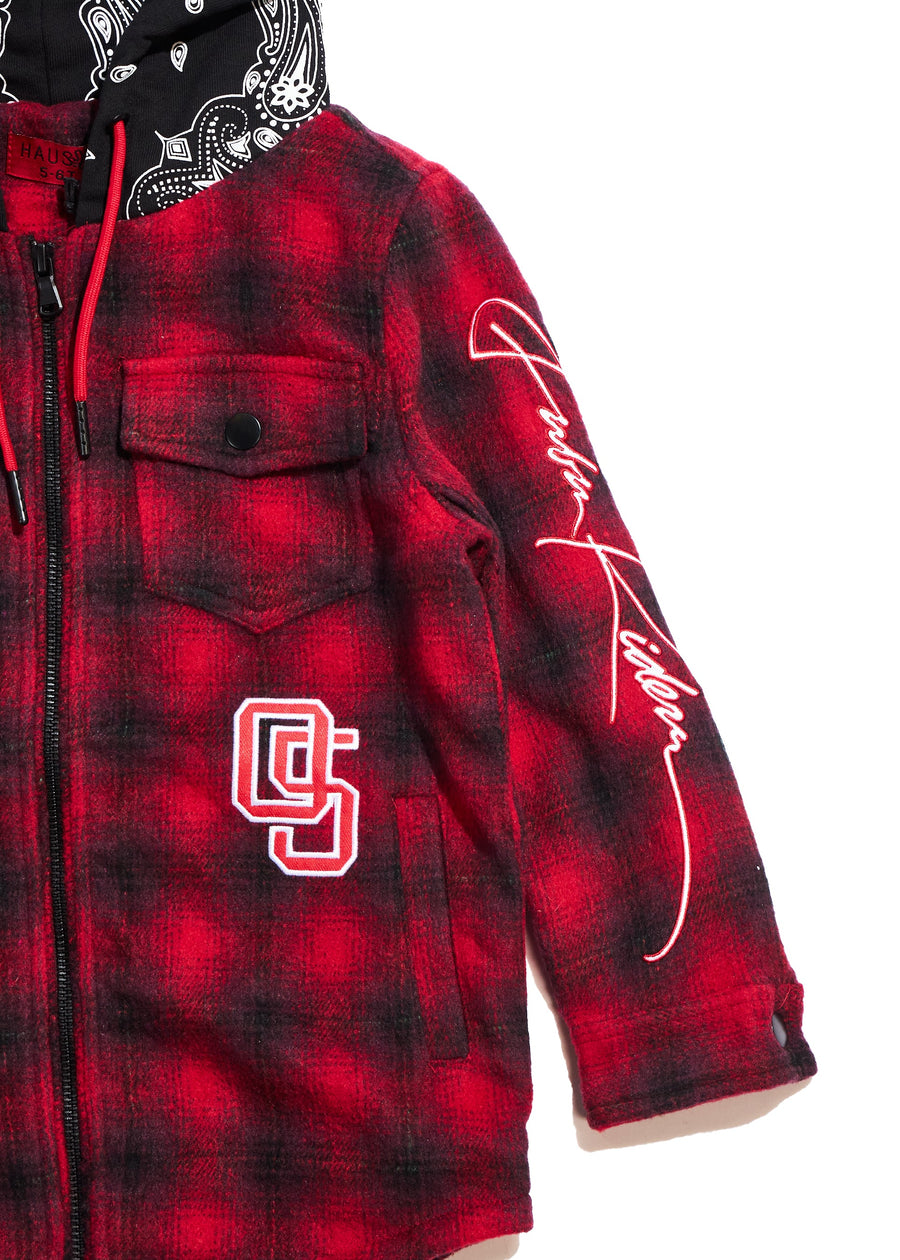 Kumar Hooded Flannel Jacket Top Haus of JR 