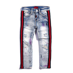 Leonard Striped Denim (Indigo Red) Bottoms Haus of JR 