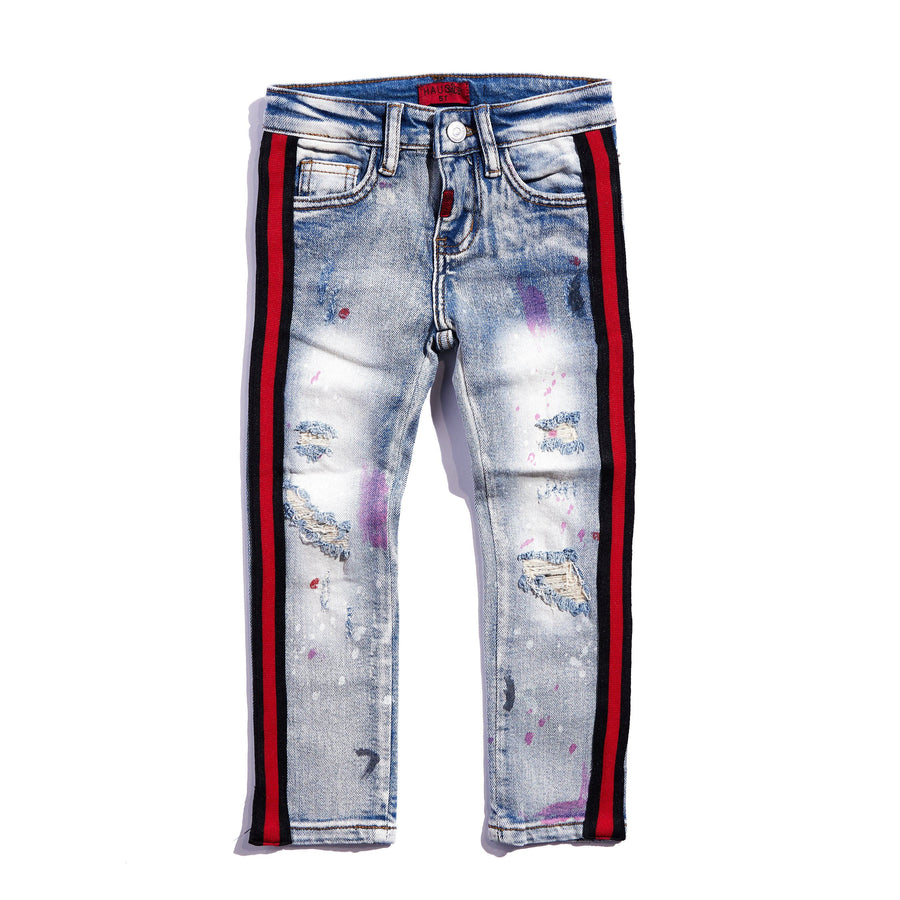 Leonard Striped Denim (Indigo Red) Bottoms Haus of JR 