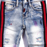 Leonard Striped Denim (Indigo Red) Bottoms Haus of JR 