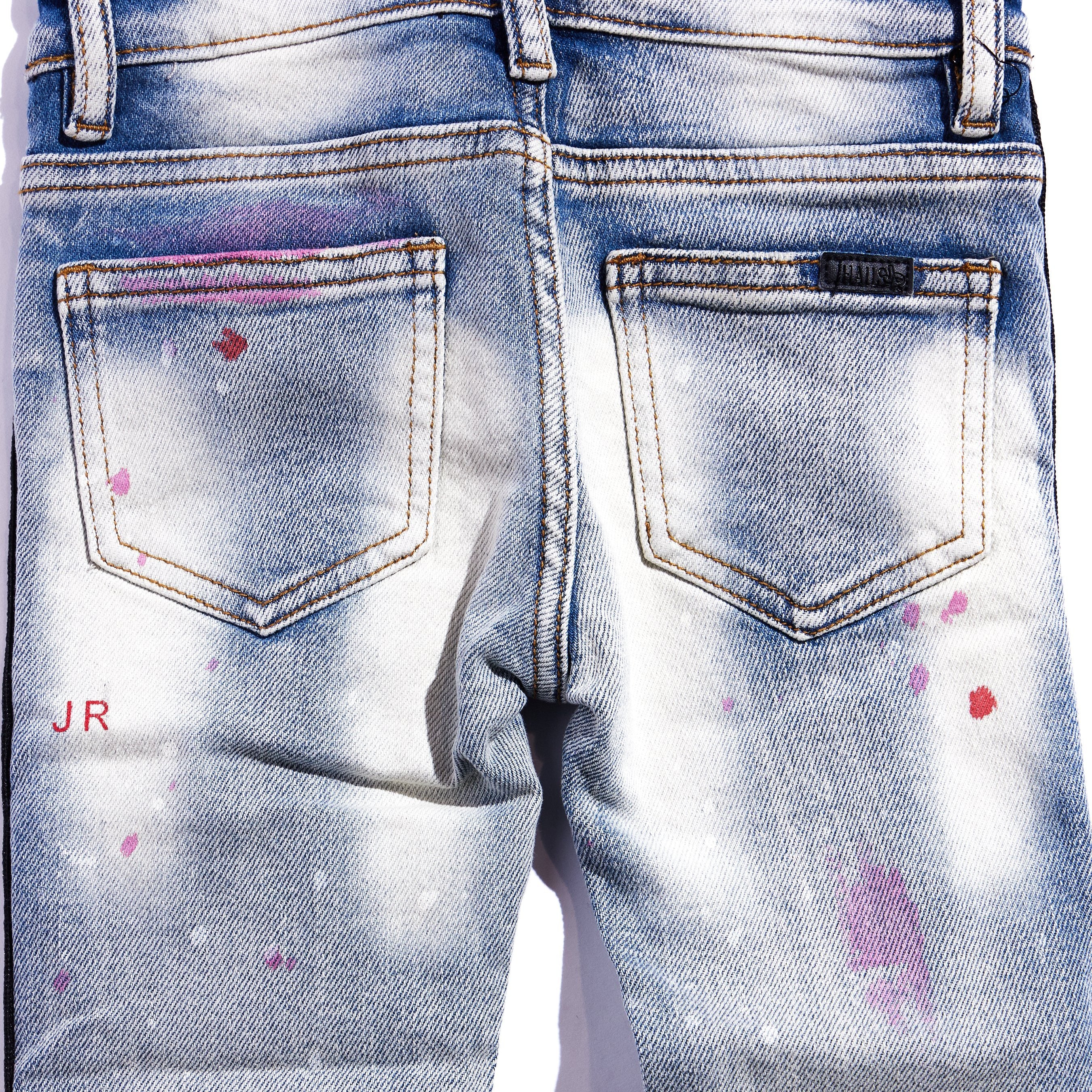 Leonard Striped Denim (Indigo Red) Bottoms Haus of JR 