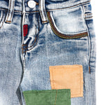 Keanu Denim (Blue Patchwork) Bottoms Haus of JR 