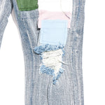 Keanu Denim (Blue Patchwork) Bottoms Haus of JR 