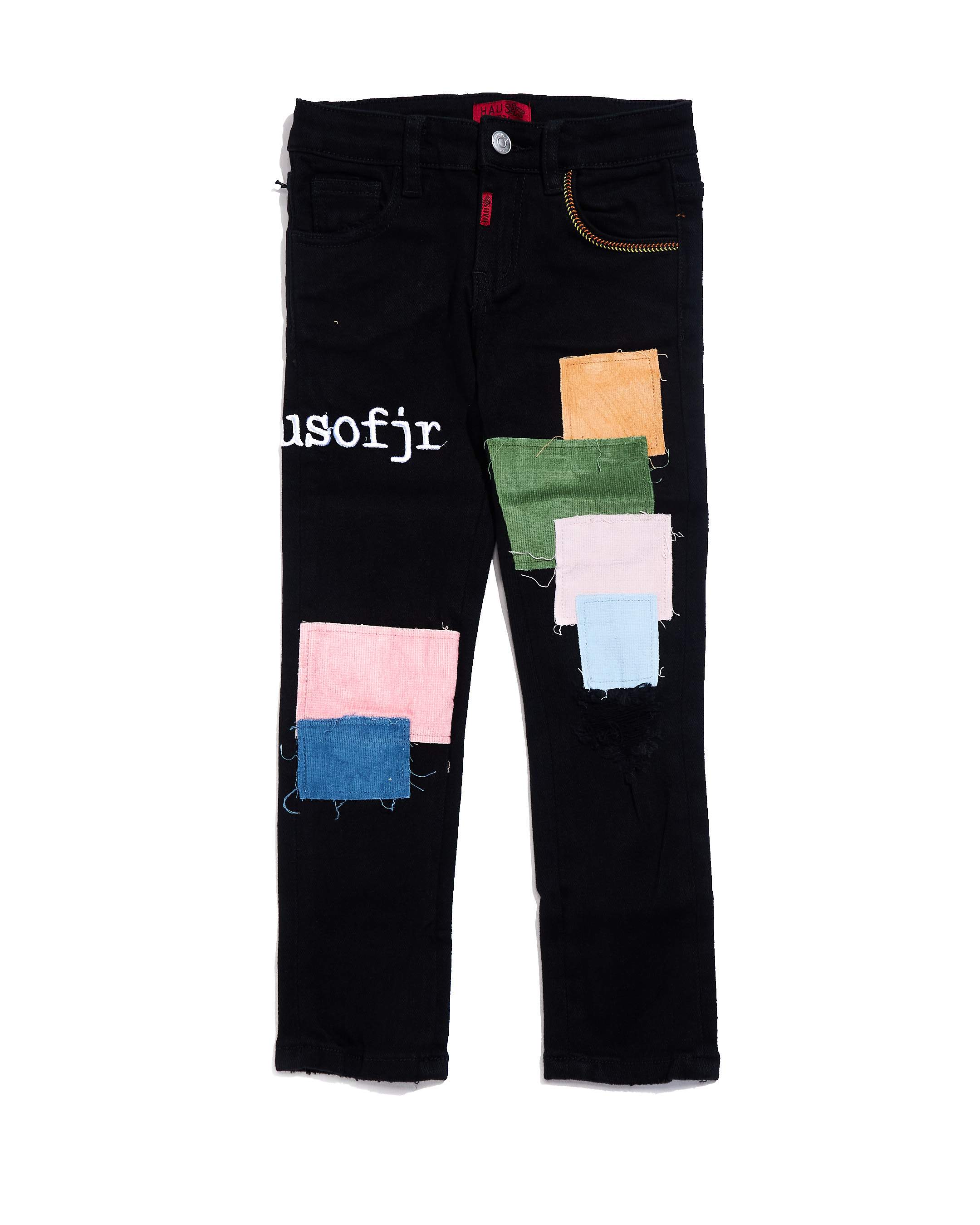 Keanu Denim (Black Patchwork) Bottoms Haus of JR 