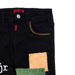 Keanu Denim (Black Patchwork) Bottoms Haus of JR 