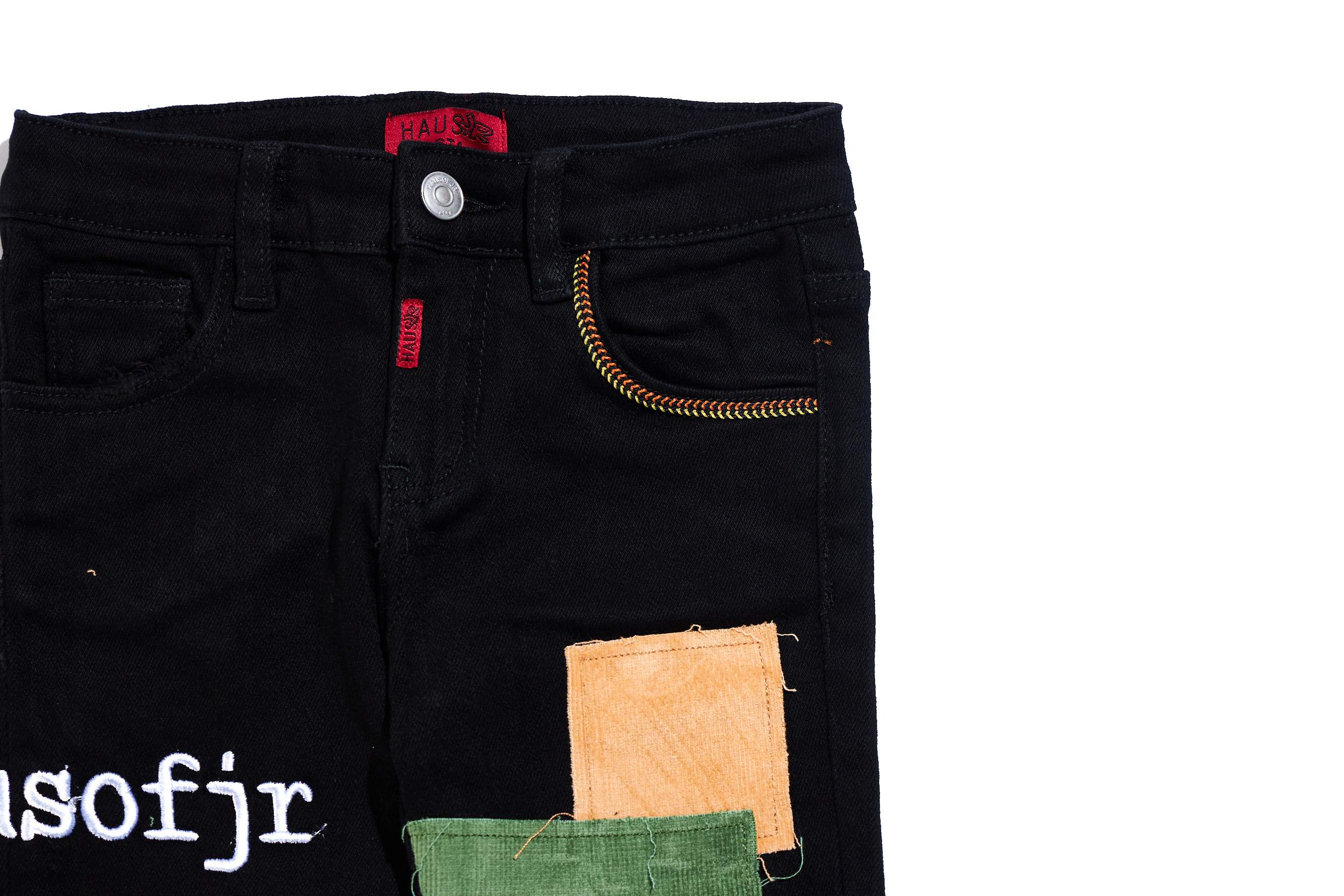 Keanu Denim (Black Patchwork) Bottoms Haus of JR 
