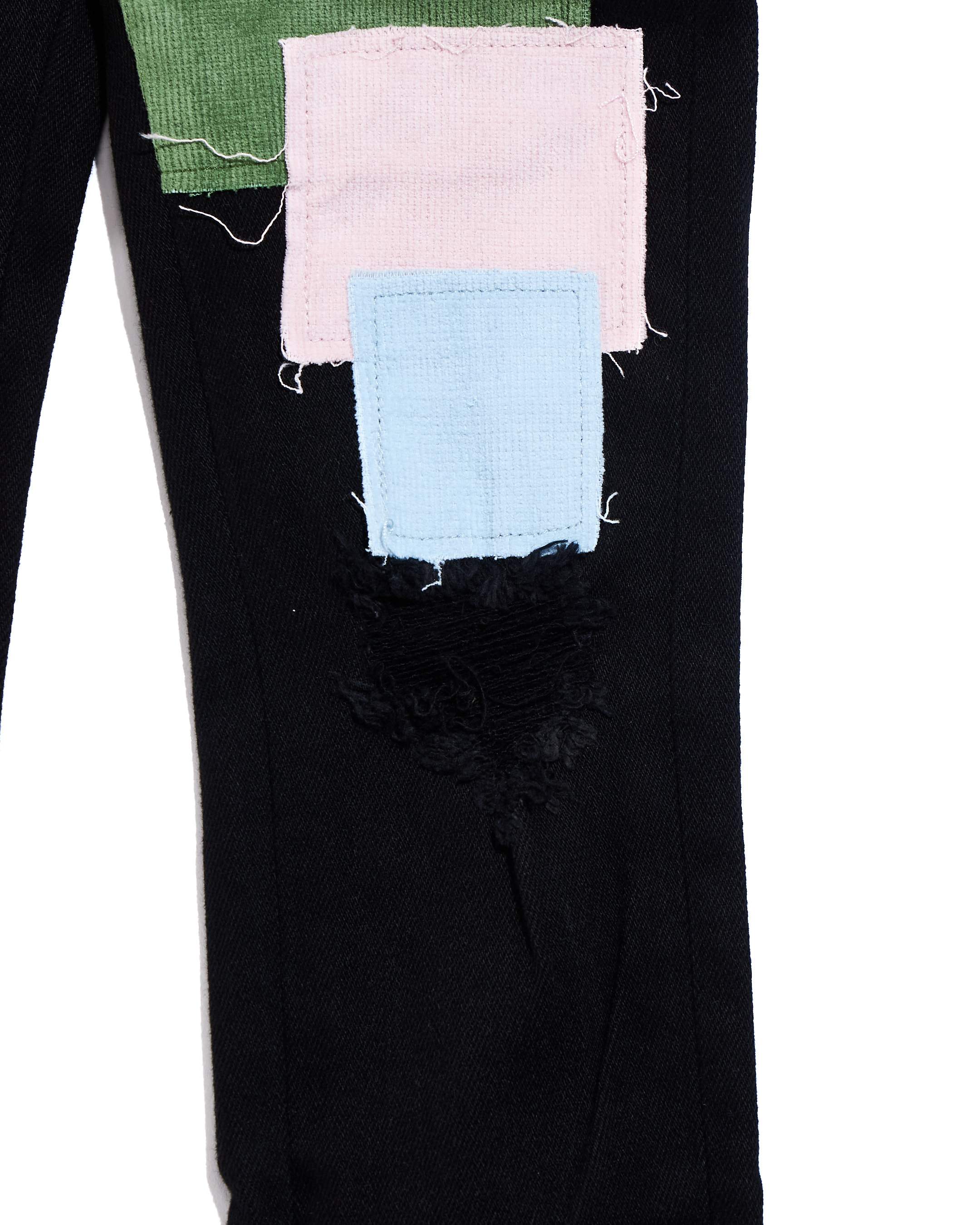 Keanu Denim (Black Patchwork) Bottoms Haus of JR 
