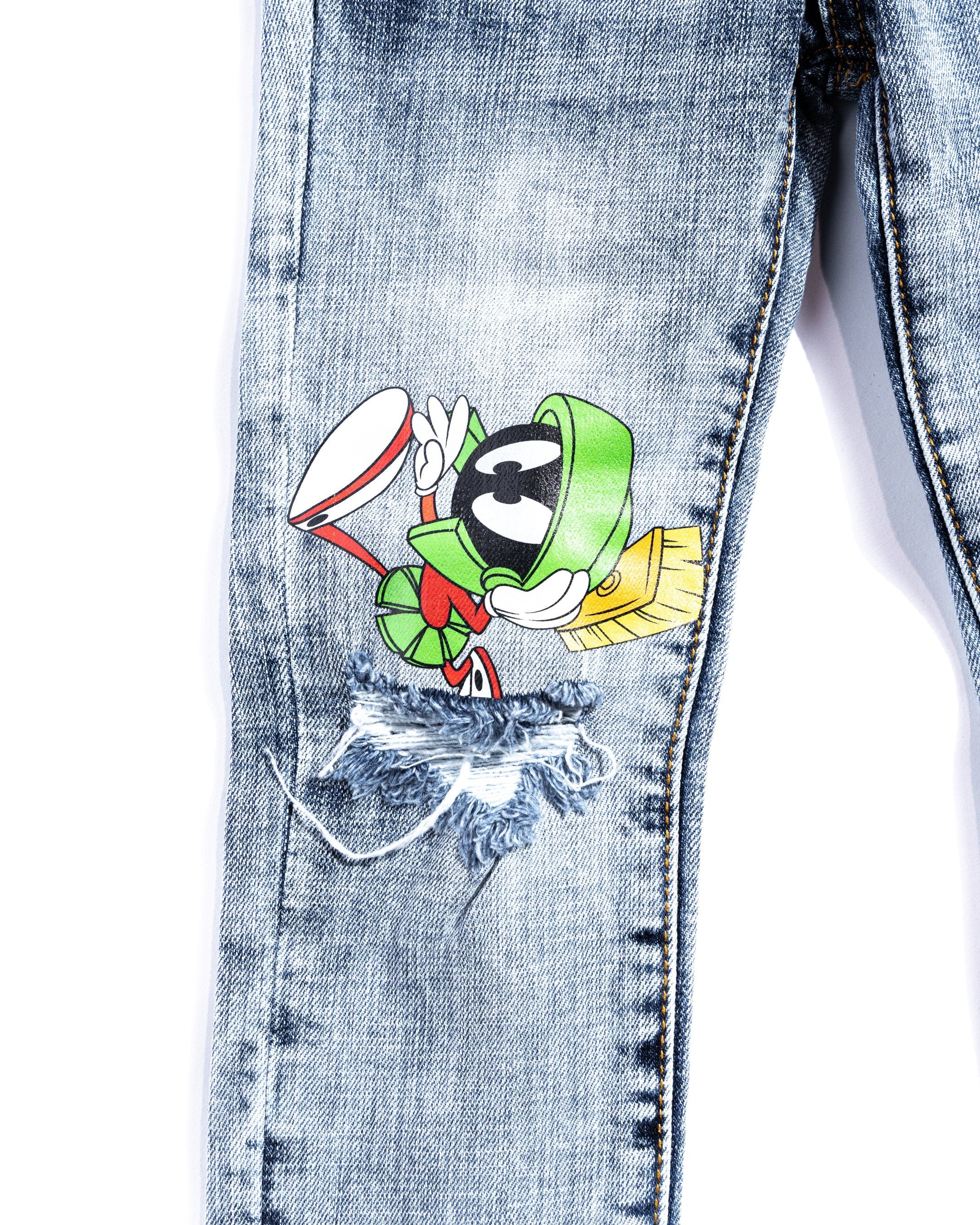 Looney Fam Denim (Blue) Bottoms Haus of JR 