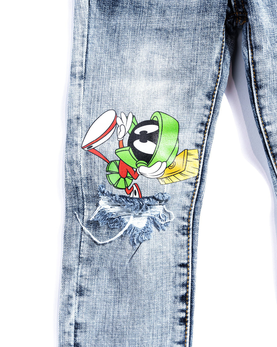 Looney Fam Denim (Blue) Bottoms Haus of JR 