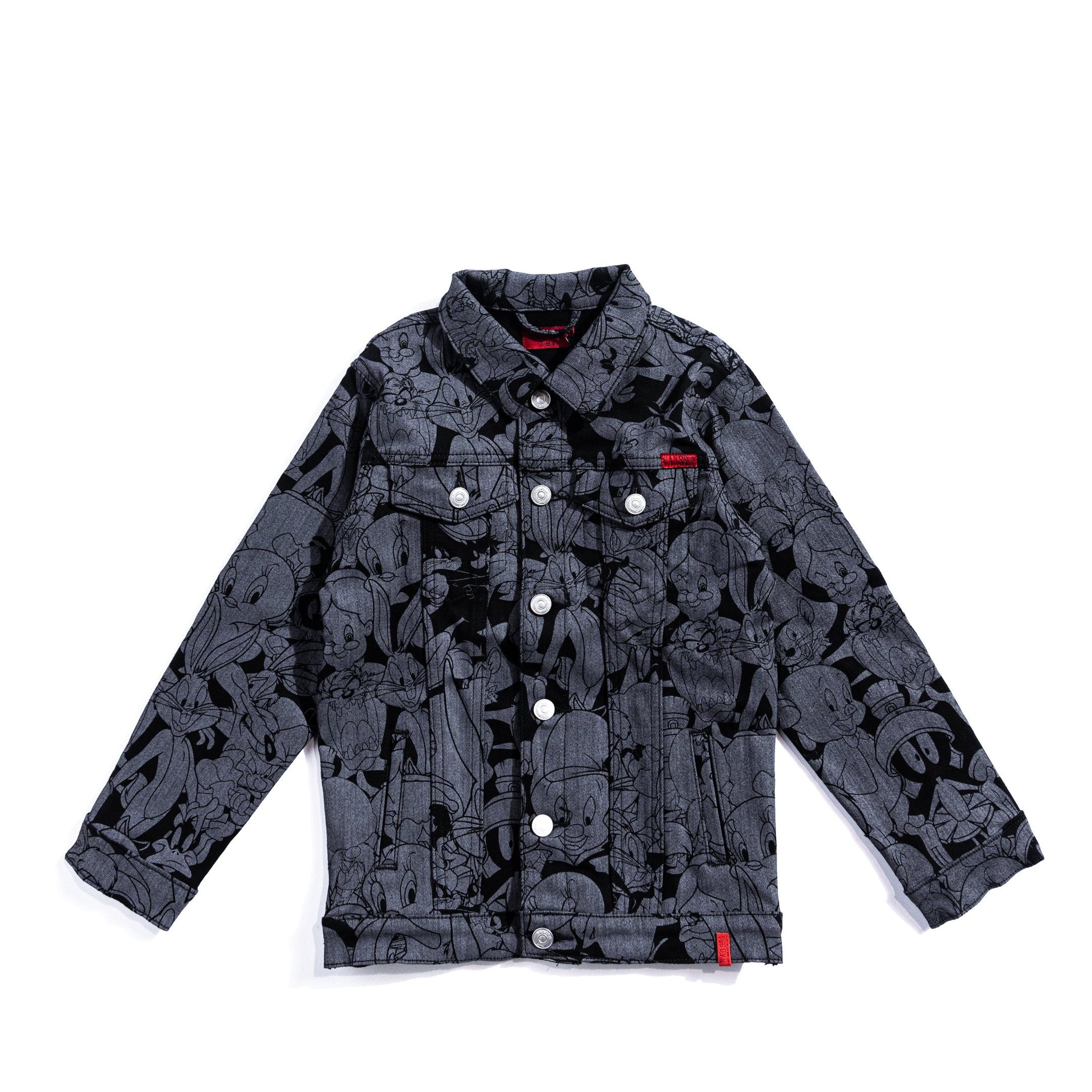 Looney Allover Denim Jacket (Black) Outerwear Haus of JR 