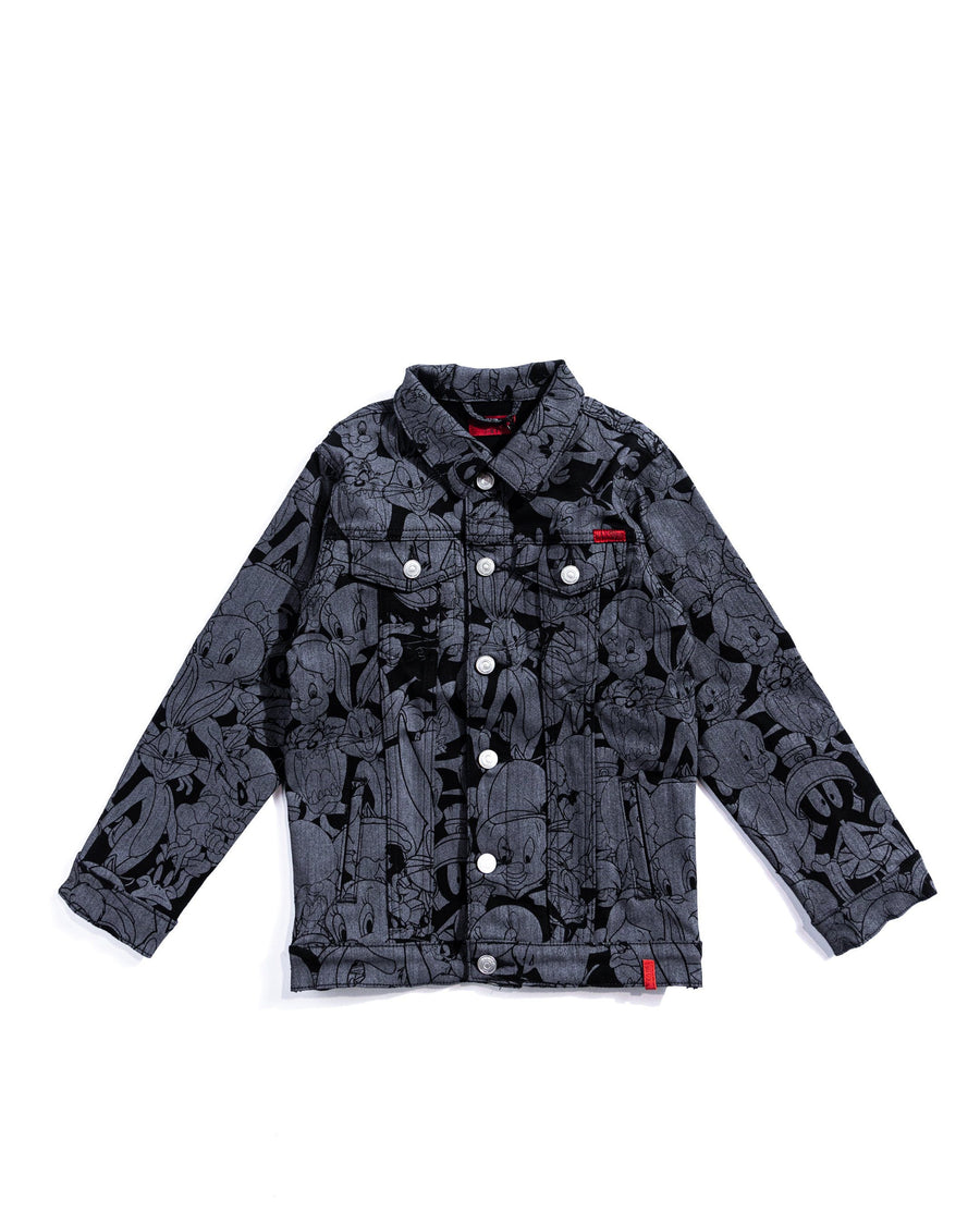 Looney Allover Denim Jacket (Black) Outerwear Haus of JR 